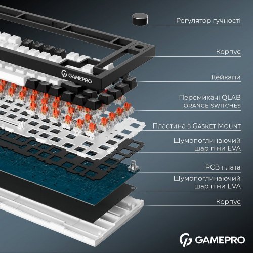 Купить Клавиатура GamePro Asgard Valhalla MK160 Pro RGB QLAB Orange Switches Black - цена в Харькове, Киеве, Днепре, Одессе
в интернет-магазине Telemart фото