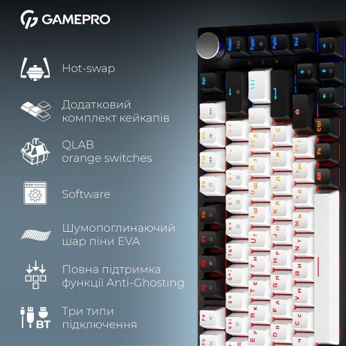 Купить Клавиатура GamePro Asgard Valhalla MK160 Pro RGB QLAB Orange Switches Black - цена в Харькове, Киеве, Днепре, Одессе
в интернет-магазине Telemart фото