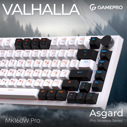 Купити Клавіатура GamePro Asgard Valhalla MK160 Pro RGB QLAB Orange Switches White - ціна в Києві, Львові, Вінниці, Хмельницькому, Франківську, Україні | інтернет-магазин TELEMART.UA фото