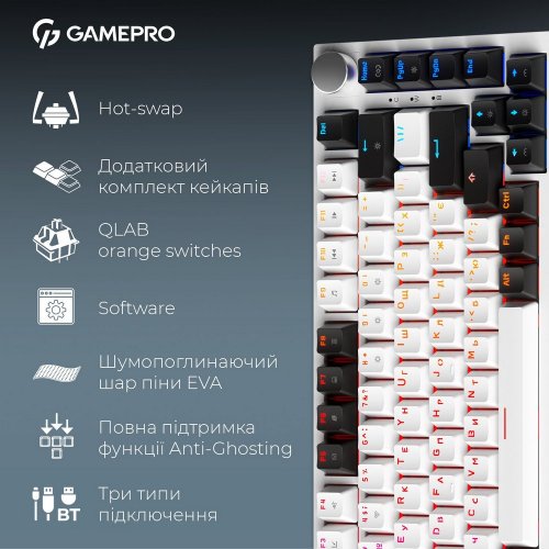 Купити Клавіатура GamePro Asgard Valhalla MK160 Pro RGB QLAB Orange Switches White - ціна в Києві, Львові, Вінниці, Хмельницькому, Франківську, Україні | інтернет-магазин TELEMART.UA фото
