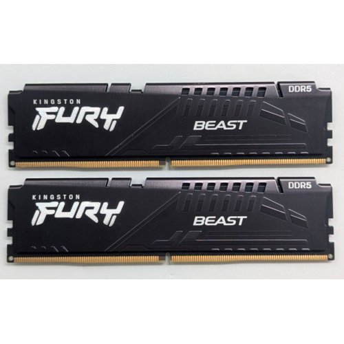 Озп Kingston DDR5 32GB (2x16GB) 4800Mhz FURY Beast Black (KF548C38BBK2-32) (Відновлено продавцем, 782232) купити з перевіркою сумісності: огляд, характеристики, ціна у Києві, Львові, Вінниці, Хмельницькому, Івано-Франківську, Україні | інтернет-магазин TELEMART.UA фото