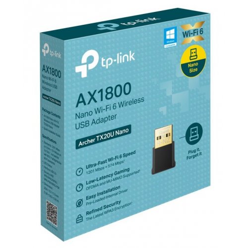 Купити Wi-Fi адаптер TP-LINK Archer TX20U Nano - ціна в Києві, Львові, Вінниці, Хмельницькому, Франківську, Україні | інтернет-магазин TELEMART.UA фото