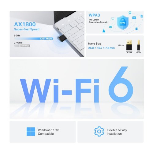 Купити Wi-Fi адаптер TP-LINK Archer TX20U Nano - ціна в Києві, Львові, Вінниці, Хмельницькому, Франківську, Україні | інтернет-магазин TELEMART.UA фото