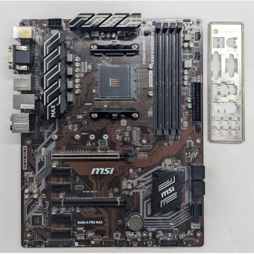 Материнська плата MSI B450-A PRO MAX (sAM4, AMD B450) (Відновлено продавцем, 782568) купити з перевіркою сумісності: огляд, характеристики, ціна у Києві, Львові, Вінниці, Хмельницькому, Івано-Франківську, Україні | інтернет-магазин TELEMART.UA фото