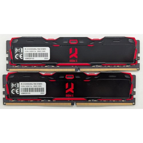 Купить Озу GoodRAM DDR4 32GB (2x16GB) 3200Mhz IRDM X Black (IR-X3200D464L16A/32GDC) (Восстановлено продавцом, 782590) с проверкой совместимости: обзор, характеристики, цена в Киеве, Днепре, Одессе, Харькове, Украине | интернет-магазин TELEMART.UA фото