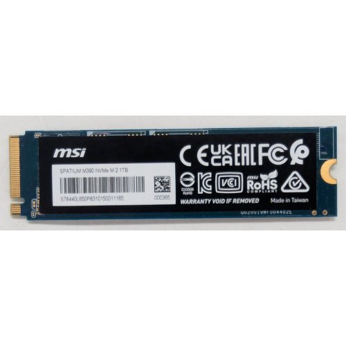 Купить Ssd-диск MSI SPATIUM M390 3D NAND TLC 1TB M.2 (2280 PCI-E) NVMe (S78-440L650-P83) (Восстановлено продавцом, 782601) с проверкой совместимости: обзор, характеристики, цена в Киеве, Днепре, Одессе, Харькове, Украине | интернет-магазин TELEMART.UA фото