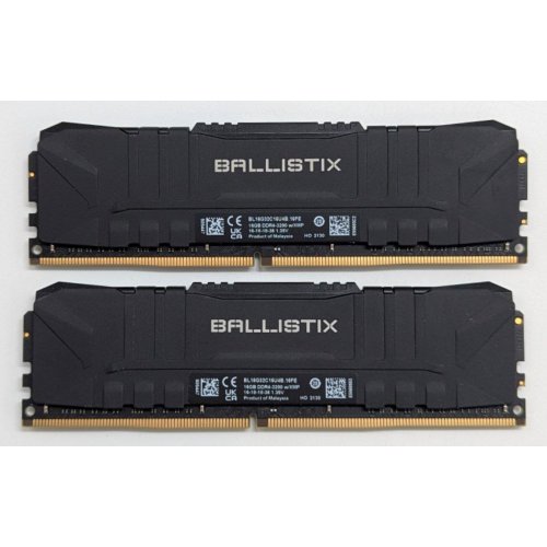 Купить Озу Crucial DDR4 32GB (2x16GB) 3200Mhz Ballistix Black (BL2K16G32C16U4B) (Восстановлено продавцом, 782607) с проверкой совместимости: обзор, характеристики, цена в Киеве, Днепре, Одессе, Харькове, Украине | интернет-магазин TELEMART.UA фото