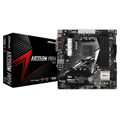 Купить Материнская плата AsRock AB350M Pro4 R2.0 (sAM4, AMD B350) (Восстановлено продавцом, 782608) с проверкой совместимости: обзор, характеристики, цена в Киеве, Днепре, Одессе, Харькове, Украине | интернет-магазин TELEMART.UA фото