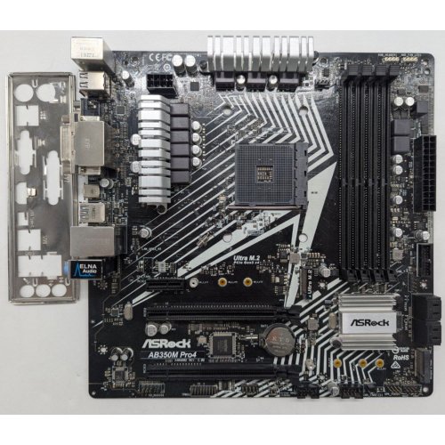 Купить Материнская плата AsRock AB350M Pro4 R2.0 (sAM4, AMD B350) (Восстановлено продавцом, 782608) с проверкой совместимости: обзор, характеристики, цена в Киеве, Днепре, Одессе, Харькове, Украине | интернет-магазин TELEMART.UA фото