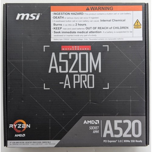 Купить Материнская плата MSI A520M-A PRO (sAM4, AMD A520) (Восстановлено продавцом, 782832) с проверкой совместимости: обзор, характеристики, цена в Киеве, Днепре, Одессе, Харькове, Украине | интернет-магазин TELEMART.UA фото