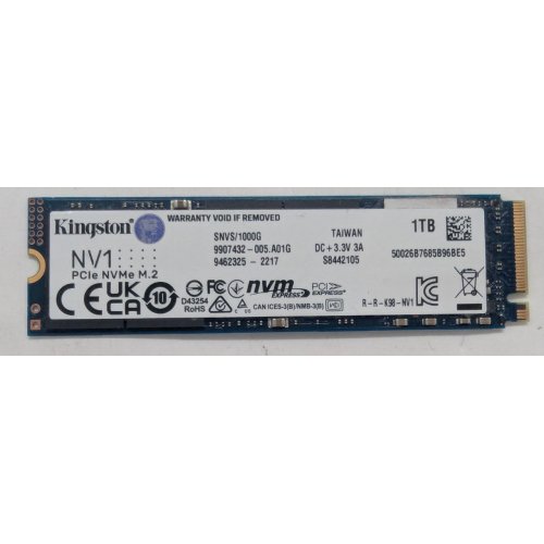 Ssd-диск Kingston NV1 1TB M.2 (2280 PCI-E) NVMe x4 (SNVS/1000G) (Відновлено продавцем, 782921) купити з перевіркою сумісності: огляд, характеристики, ціна у Києві, Львові, Вінниці, Хмельницькому, Івано-Франківську, Україні | інтернет-магазин TELEMART.UA фото