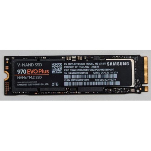 Купить Ssd-диск Samsung 970 EVO Plus V-NAND MLC 2TB M.2 (2280 PCI-E) NVMe 1.3 (MZ-V7S2T0BW) (Восстановлено продавцом, 783116) с проверкой совместимости: обзор, характеристики, цена в Киеве, Днепре, Одессе, Харькове, Украине | интернет-магазин TELEMART.UA фото