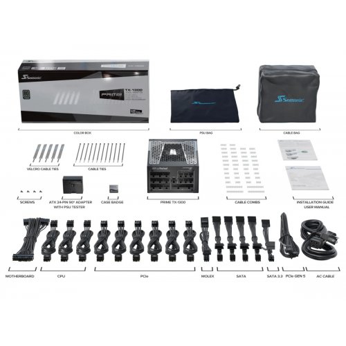 Купить Блок питания Seasonic Prime TX-1300W ATX 3.1 (PRIME TX 1300-ATX31) с проверкой совместимости: обзор, характеристики, цена в Киеве, Днепре, Одессе, Харькове, Украине | интернет-магазин TELEMART.UA фото
