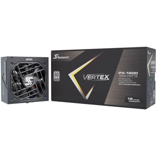 Блок живлення Seasonic Vertex PX-1200W ATX 3.1 (VERTEX PX 1200-ATX31) купити з перевіркою сумісності: огляд, характеристики, ціна у Києві, Львові, Вінниці, Хмельницькому, Івано-Франківську, Україні | інтернет-магазин TELEMART.UA фото