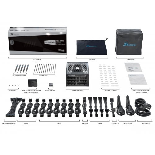 Блок живлення Seasonic Prime PX-1600W ATX 3.1 (PRIME PX 1600-ATX31) купити з перевіркою сумісності: огляд, характеристики, ціна у Києві, Львові, Вінниці, Хмельницькому, Івано-Франківську, Україні | інтернет-магазин TELEMART.UA фото