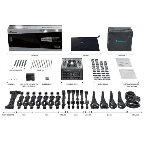 Блок живлення Seasonic Prime PX-2200W ATX 3.1 (PRIME PX 2200-ATX31) купити з перевіркою сумісності: огляд, характеристики, ціна у Києві, Львові, Вінниці, Хмельницькому, Івано-Франківську, Україні | інтернет-магазин TELEMART.UA фото