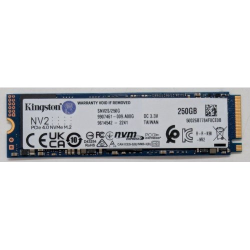 Купить Ssd-диск Kingston NV2 3D NAND 250GB M.2 (2280 PCI-E) NVMe x4 (SNV2S/250G) (Восстановлено продавцом, 783512) с проверкой совместимости: обзор, характеристики, цена в Киеве, Днепре, Одессе, Харькове, Украине | интернет-магазин TELEMART.UA фото