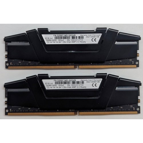 Озп G.Skill DDR4 32GB (2x16GB) 3200Mhz Ripjaws V (F4-3200C14D-32GVK) (Відновлено продавцем, 783926) купити з перевіркою сумісності: огляд, характеристики, ціна у Києві, Львові, Вінниці, Хмельницькому, Івано-Франківську, Україні | інтернет-магазин TELEMART.UA фото
