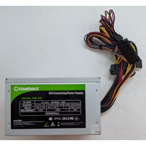 Блок живлення GAMEMAX GM-500 500W (GM-500) OEM (Відновлено продавцем, 783940) купити з перевіркою сумісності: огляд, характеристики, ціна у Києві, Львові, Вінниці, Хмельницькому, Івано-Франківську, Україні | інтернет-магазин TELEMART.UA фото