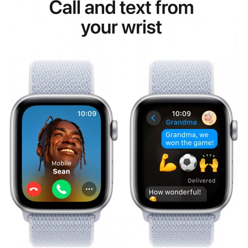 Купити Смарт-годинник Apple Watch SE GPS + Cellular 40mm Silver Aluminium Case with Blue Cloud Sport Loop (MXGE3QH/A) - ціна в Києві, Львові, Вінниці, Хмельницькому, Франківську, Україні | інтернет-магазин TELEMART.UA фото