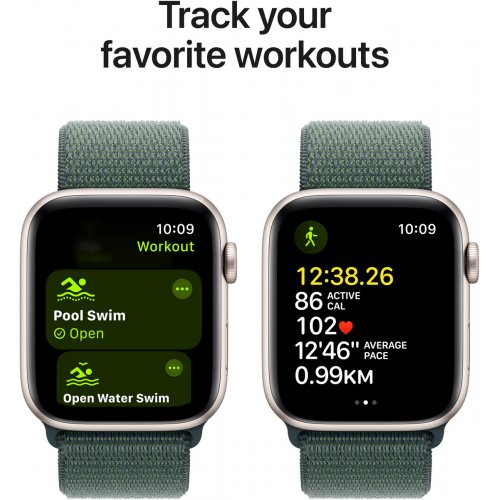 Купить Смарт-часы Apple Watch SE GPS + Cellular 44mm Starlight Aluminium Case with Lake Green Sport Loop (MXGV3QH/A) - цена в Харькове, Киеве, Днепре, Одессе
в интернет-магазине Telemart фото
