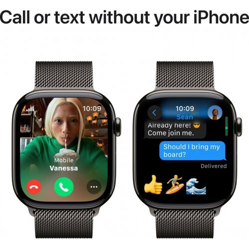 Купить Смарт-часы Apple Watch Series 10 GPS + Cellular 42mm Slate Titanium Case with Slate Milanese Loop (MX053QH/A) - цена в Харькове, Киеве, Днепре, Одессе
в интернет-магазине Telemart фото