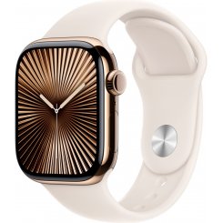 Смарт-годинник Apple Watch Series 10 GPS + Cellular 42mm Gold Titanium Case with Starlight Sport Band - M/L (MX073QH/A)