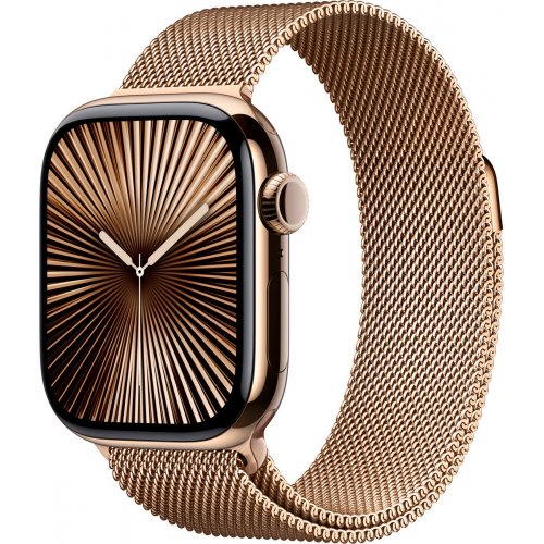 Купить Смарт-часы Apple Watch Series 10 GPS + Cellular 42mm Gold Titanium Case with Gold Milanese Loop (MX083QH/A) - цена в Харькове, Киеве, Днепре, Одессе
в интернет-магазине Telemart фото