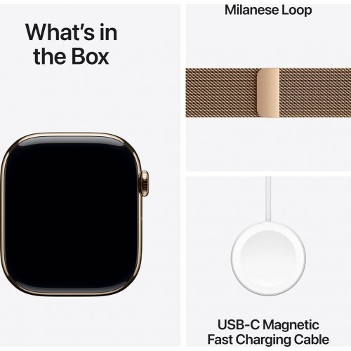 Купить Смарт-часы Apple Watch Series 10 GPS + Cellular 42mm Gold Titanium Case with Gold Milanese Loop (MX083QH/A) - цена в Харькове, Киеве, Днепре, Одессе
в интернет-магазине Telemart фото
