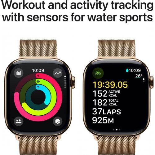 Купить Смарт-часы Apple Watch Series 10 GPS + Cellular 42mm Gold Titanium Case with Gold Milanese Loop (MX083QH/A) - цена в Харькове, Киеве, Днепре, Одессе
в интернет-магазине Telemart фото