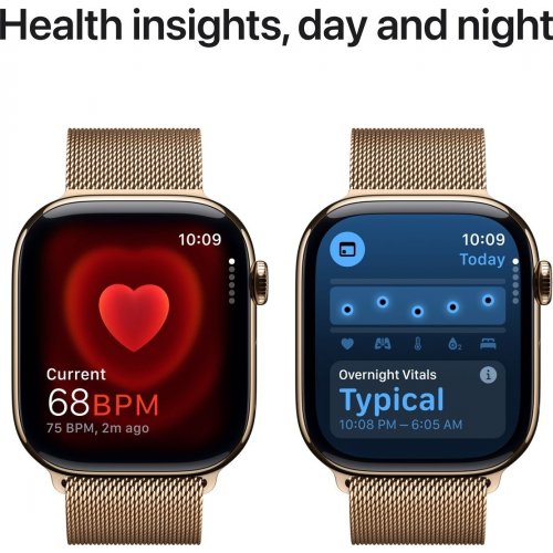 Купить Смарт-часы Apple Watch Series 10 GPS + Cellular 42mm Gold Titanium Case with Gold Milanese Loop (MX083QH/A) - цена в Харькове, Киеве, Днепре, Одессе
в интернет-магазине Telemart фото