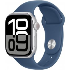Смарт-годинник Apple Watch Series 10 GPS + Cellular 42mm Silver Aluminium Case with Denim Sport Band - M/L (MWX43QH/A)