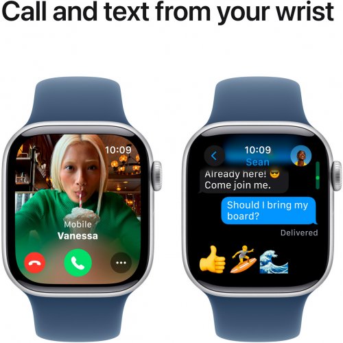 Купити Смарт-годинник Apple Watch Series 10 GPS + Cellular 42mm Silver Aluminium Case with Denim Sport Band - M/L (MWX43QH/A) - ціна в Києві, Львові, Вінниці, Хмельницькому, Франківську, Україні | інтернет-магазин TELEMART.UA фото