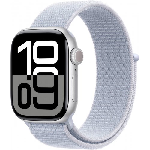 Купити Смарт-годинник Apple Watch Series 10 GPS + Cellular 42mm Silver Aluminium Case with Blue Cloud Sport Loop (MWX53QH/A) - ціна в Києві, Львові, Вінниці, Хмельницькому, Франківську, Україні | інтернет-магазин TELEMART.UA фото