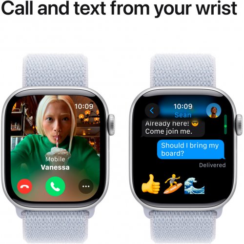 Купити Смарт-годинник Apple Watch Series 10 GPS + Cellular 42mm Silver Aluminium Case with Blue Cloud Sport Loop (MWX53QH/A) - ціна в Києві, Львові, Вінниці, Хмельницькому, Франківську, Україні | інтернет-магазин TELEMART.UA фото