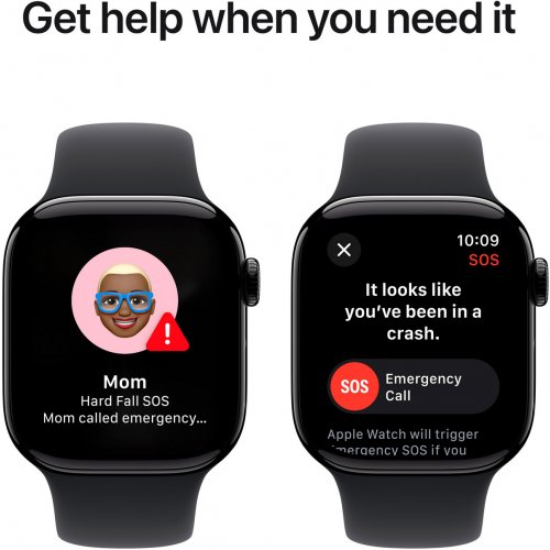 Купити Смарт-годинник Apple Watch Series 10 GPS + Cellular 42mm Jet Black Aluminium Case with Black Sport Band - M/L (MWX73QH/A) - ціна в Києві, Львові, Вінниці, Хмельницькому, Франківську, Україні | інтернет-магазин TELEMART.UA фото