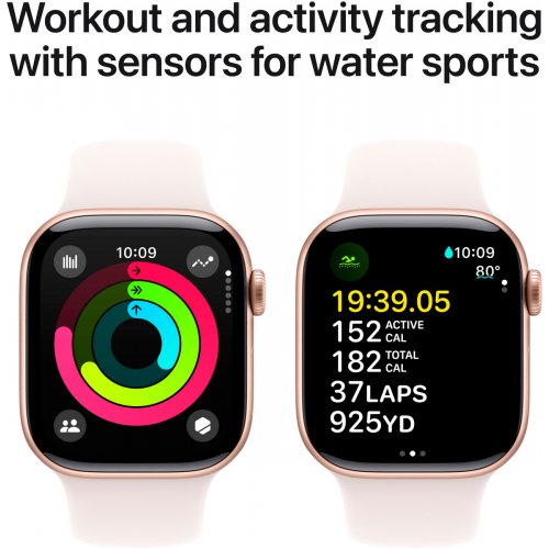 Купити Смарт-годинник Apple Watch Series 10 GPS + Cellular 42mm Rose Gold Aluminium Case with Light Blush Sport Band - M/L (MWXA3QH/A) - ціна в Києві, Львові, Вінниці, Хмельницькому, Франківську, Україні | інтернет-магазин TELEMART.UA фото