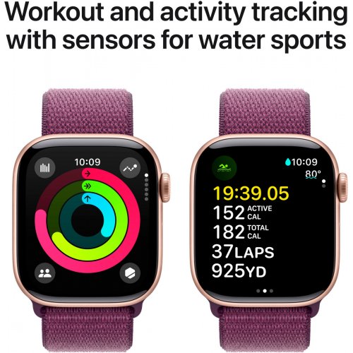 Купити Смарт-годинник Apple Watch Series 10 GPS + Cellular 42mm Rose Gold Aluminium Case with Plum Sport Loop (MWXC3QH/A) - ціна в Києві, Львові, Вінниці, Хмельницькому, Франківську, Україні | інтернет-магазин TELEMART.UA фото
