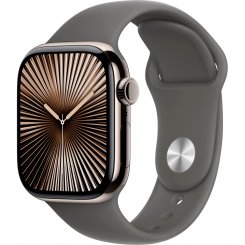 Смарт-годинник Apple Watch Series 10 GPS + Cellular 42mm Natural Titanium Case with Stone Grey Sport Band - S/M (MWXD3QH/A)