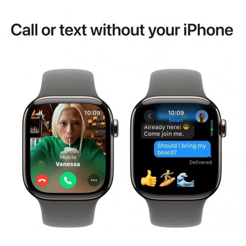 Купить Смарт-часы Apple Watch Series 10 GPS + Cellular 42mm Natural Titanium Case with Stone Grey Sport Band - M/L (MWXE3QH/A) - цена в Харькове, Киеве, Днепре, Одессе
в интернет-магазине Telemart фото