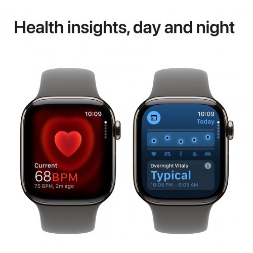 Купить Смарт-часы Apple Watch Series 10 GPS + Cellular 42mm Natural Titanium Case with Stone Grey Sport Band - M/L (MWXE3QH/A) - цена в Харькове, Киеве, Днепре, Одессе
в интернет-магазине Telemart фото