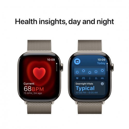 Купить Смарт-часы Apple Watch Series 10 GPS + Cellular 42mm Natural Titanium Case with Natural Milanese Loop (MWXF3QH/A) - цена в Харькове, Киеве, Днепре, Одессе
в интернет-магазине Telemart фото