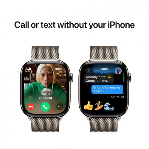 Купить Смарт-часы Apple Watch Series 10 GPS + Cellular 42mm Natural Titanium Case with Natural Milanese Loop (MWXF3QH/A) - цена в Харькове, Киеве, Днепре, Одессе
в интернет-магазине Telemart фото