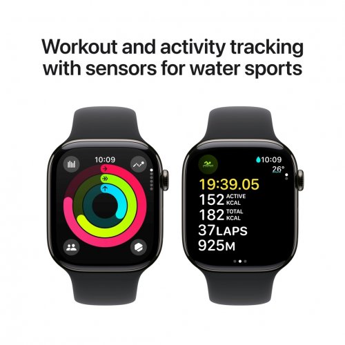 Купить Смарт-часы Apple Watch Series 10 GPS + Cellular 42mm Slate Titanium Case with Black Sport Band - S/M (MWXG3QH/A) - цена в Харькове, Киеве, Днепре, Одессе
в интернет-магазине Telemart фото