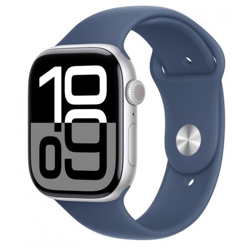 Купить Смарт-часы Apple Watch Series 10 GPS + Cellular 46mm Silver Aluminium Case with Denim Sport Band - S/M (MWY03QH/A) - цена в Харькове, Киеве, Днепре, Одессе
в интернет-магазине Telemart фото