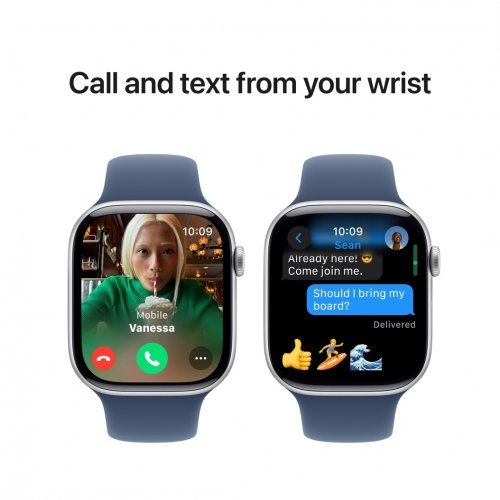 Купити Смарт-годинник Apple Watch Series 10 GPS + Cellular 46mm Silver Aluminium Case with Denim Sport Band - M/L (MWY13QH/A) - ціна в Києві, Львові, Вінниці, Хмельницькому, Франківську, Україні | інтернет-магазин TELEMART.UA фото