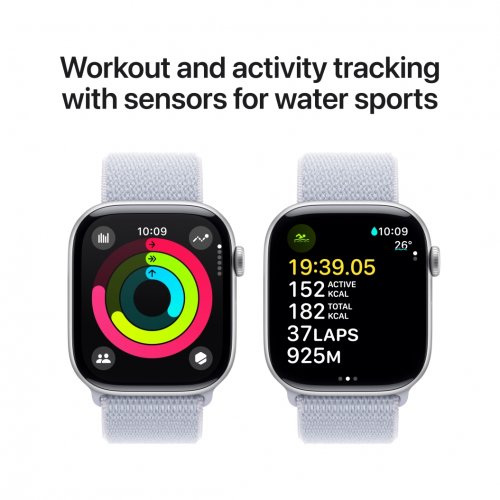 Купить Смарт-часы Apple Watch Series 10 GPS + Cellular 46mm Silver Aluminium Case with Blue Cloud Sport Loop (MWY23QH/A) - цена в Харькове, Киеве, Днепре, Одессе
в интернет-магазине Telemart фото