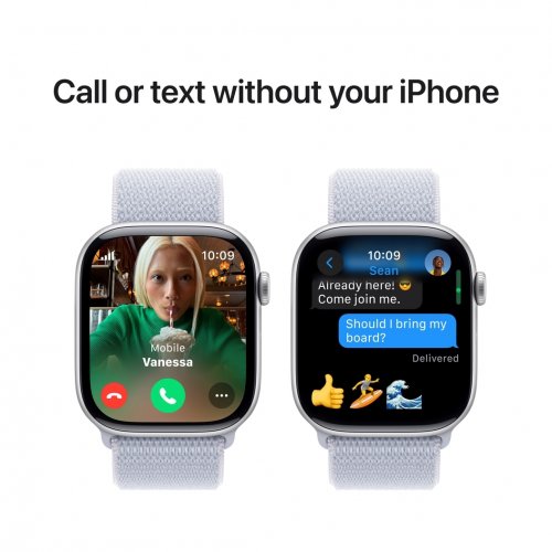 Купить Смарт-часы Apple Watch Series 10 GPS + Cellular 46mm Silver Aluminium Case with Blue Cloud Sport Loop (MWY23QH/A) - цена в Харькове, Киеве, Днепре, Одессе
в интернет-магазине Telemart фото