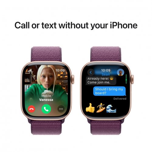 Купить Смарт-часы Apple Watch Series 10 GPS + Cellular 46mm Rose Gold Aluminium Case with Plum Sport Loop (MWY83QH/A) - цена в Харькове, Киеве, Днепре, Одессе
в интернет-магазине Telemart фото