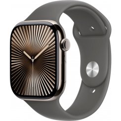 Смарт-годинник Apple Watch Series 10 GPS + Cellular 46mm Natural Titanium Case with Stone Grey Sport Band - M/L (MWYA3QH/A)